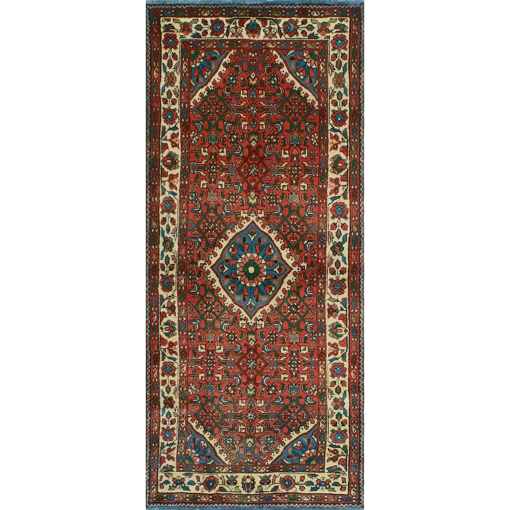 Fine Vintage Distressed Zar Rust/Blue Runner - 3'1" x 6'10"