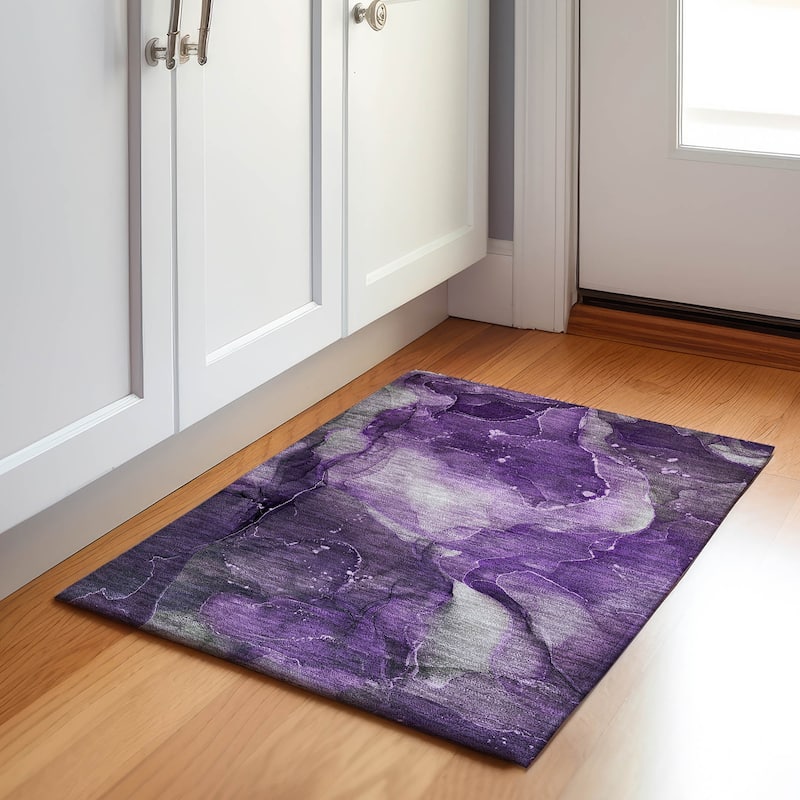 Premium Washable Super Soft Contemporary Mayfield Rug - Purple - 1' 8" x 2' 6"