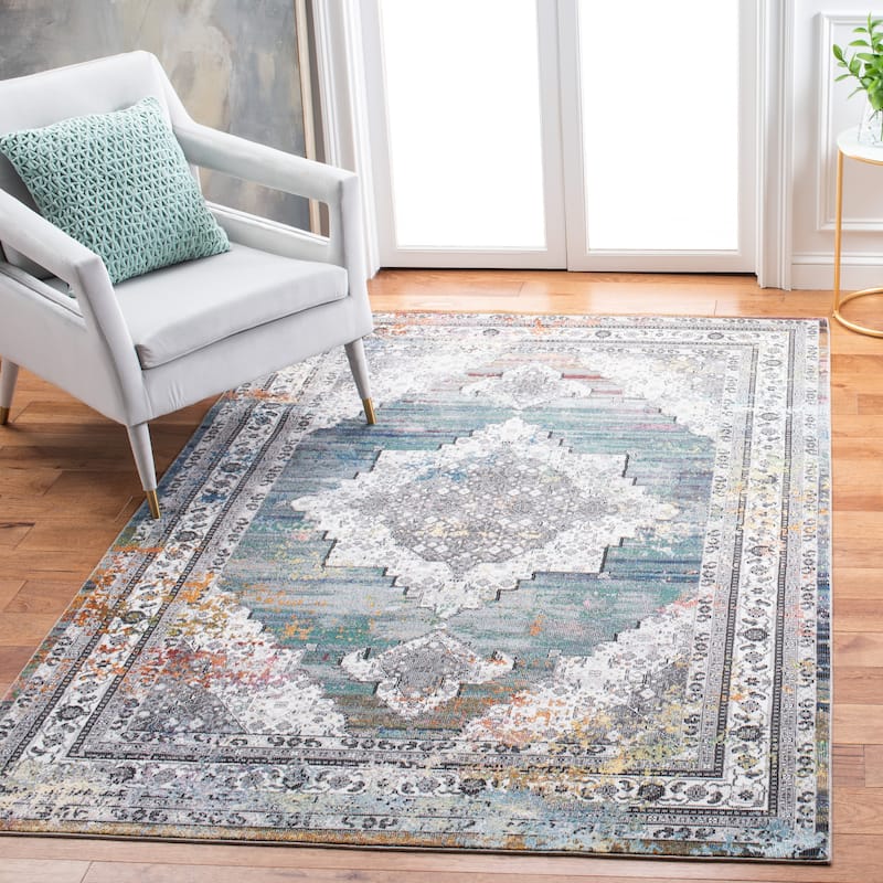 SAFAVIEH Aria Adnana Vintage Rug - 5'1" x 7'6" - Ivory/Blue