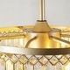 preview thumbnail 7 of 10, 19.69" Crystal Ceiling Fan with Lights and Remote, Gold - 19.69''