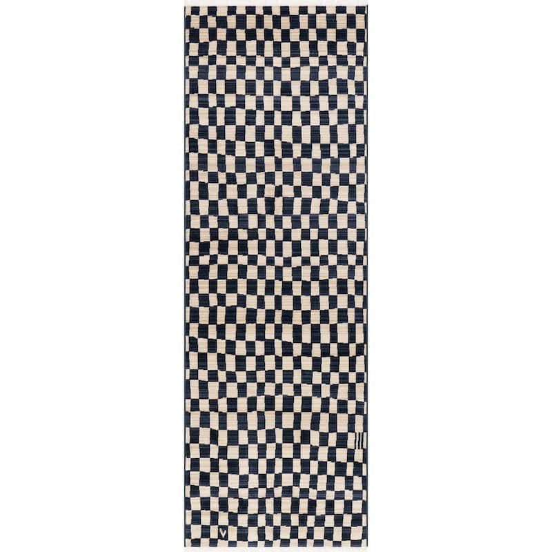 Nuloom Dominique Abstract Checkered Fringe Area Rug