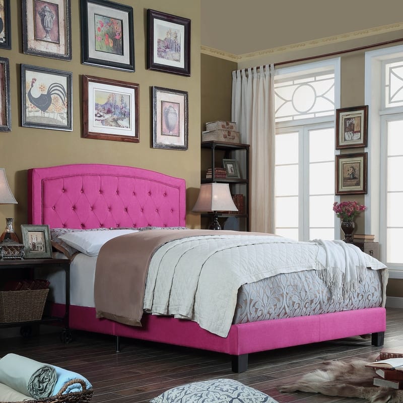 Moser Bay Home Aletheia Tufted Upholstered Bed, Solid Wood Platform Bed