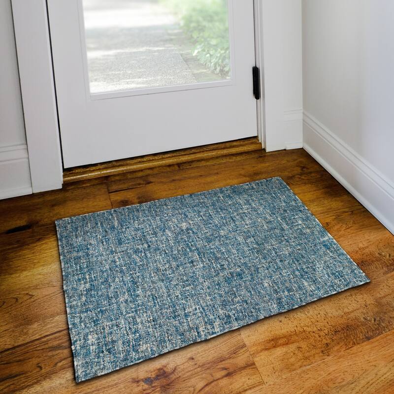 Addison Winslow Active Solid Wool and Viscose Area Rug - 2' x 3' - Grey/Blue/Off-White