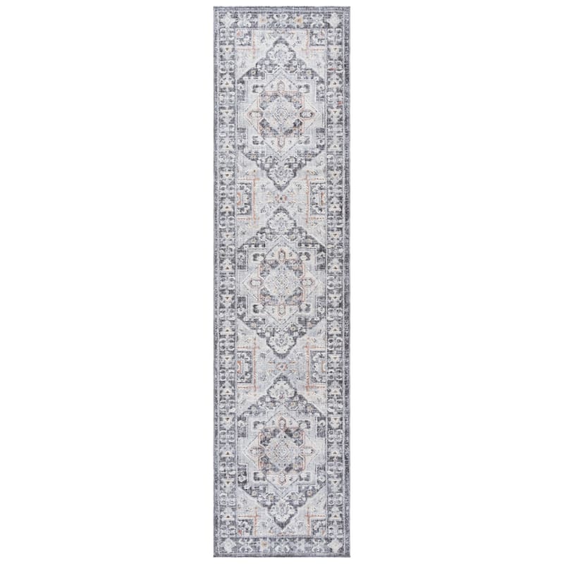 SAFAVIEH Scarlett Sorne Transitional Rug - 2' x 8' Runner - Dark Grey/Ivory Rust