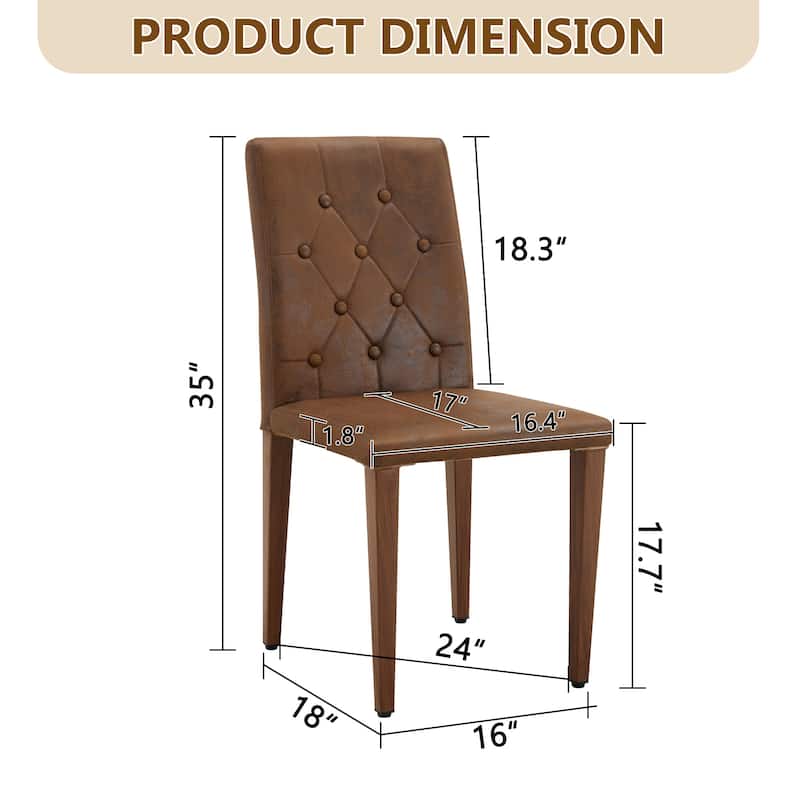 2-piece Technology Cloth Dining Chair: Ergonomically Designed with a Buckle Backrest, 35 inches High, Metal Legs
