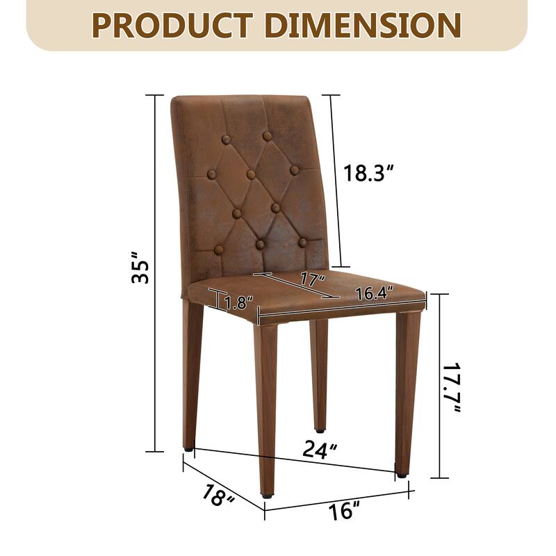 4-piece Technology Cloth Dining Chair: Ergonomically Designed with a Buckle Backrest,35 inches High, Metal Legs