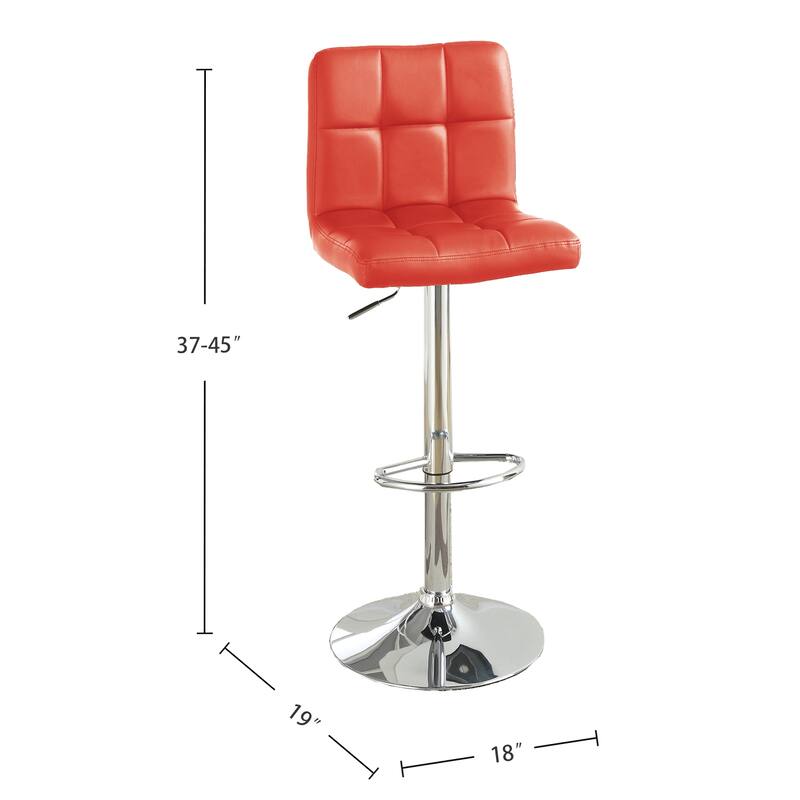 Set of 2 Faux Leather Barstool with Gas Lift in Red