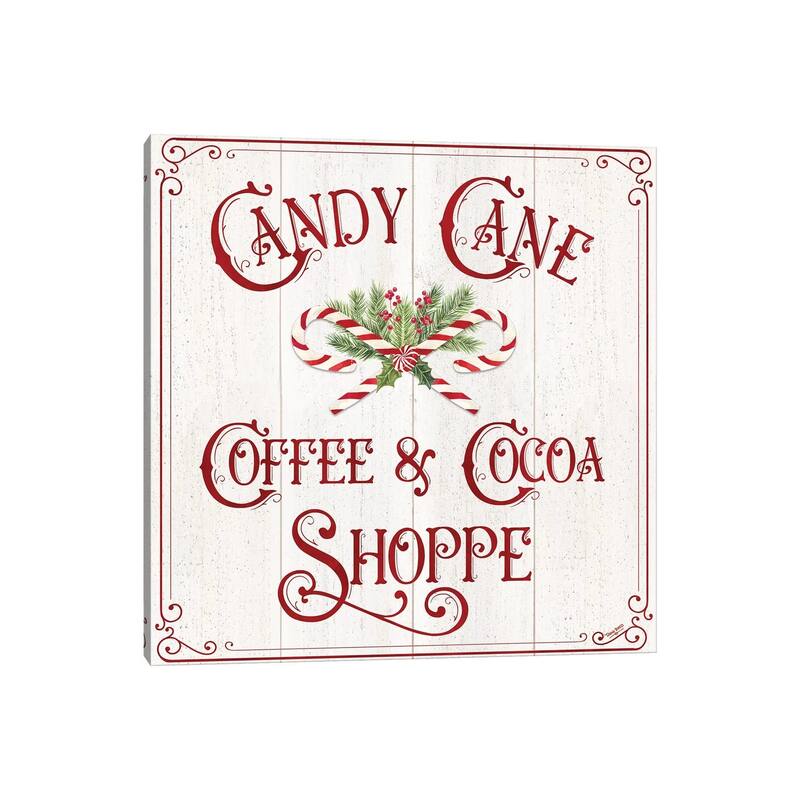 iCanvas "Vintage Christmas Signs I-Candy Cane Coffee" by Tara Reed Canvas Print