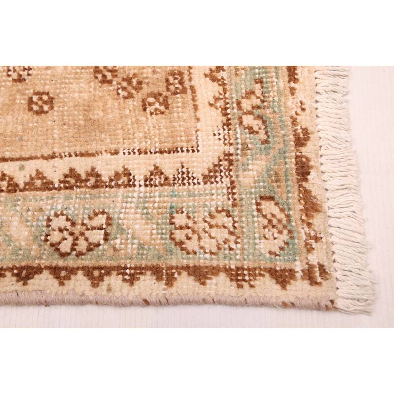 ECARPETGALLERY Hand-knotted Antalya Vintage Tan Wool Rug - 3'5 x 9'6