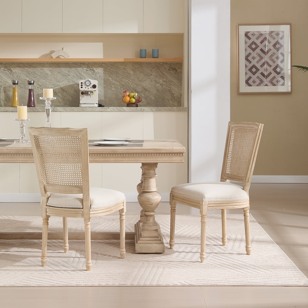 2PCS Rattan Back Dining Chairs