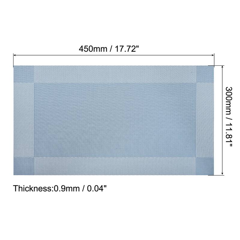 Place Mats 450x300mm 2pcs PVC Table Washable Woven Placemat, Lake Blue - Lake Blue