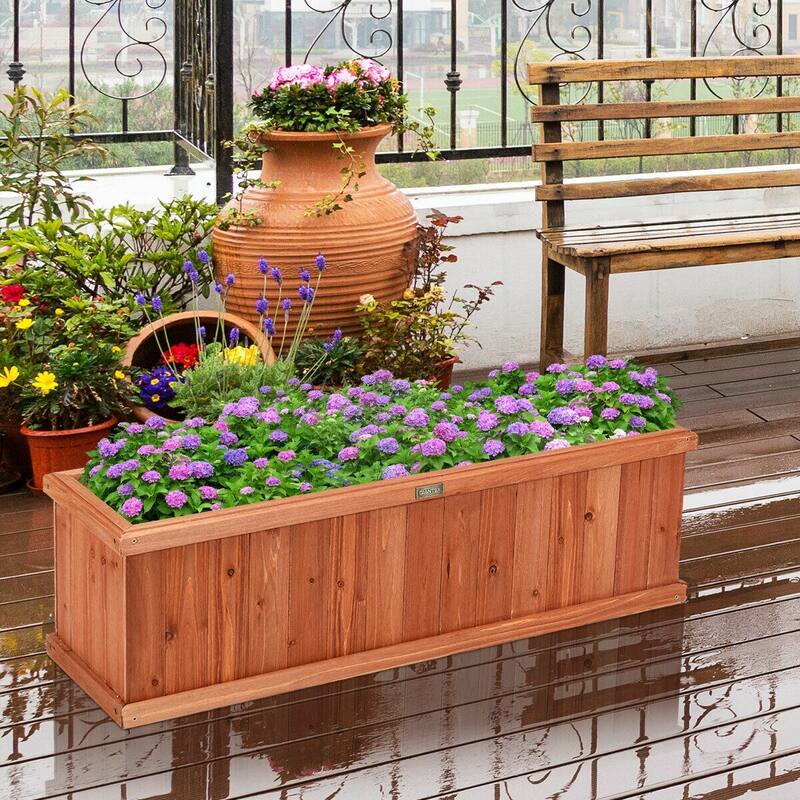 Wooden Decorative Planter Box for Garden and Window Display - 40" x 12" x 12"