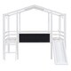 preview thumbnail 5 of 16, Twin Size Loft Bed with Ladder and Slide, House Bed with Blackboard and Light Strip on the Roof, White