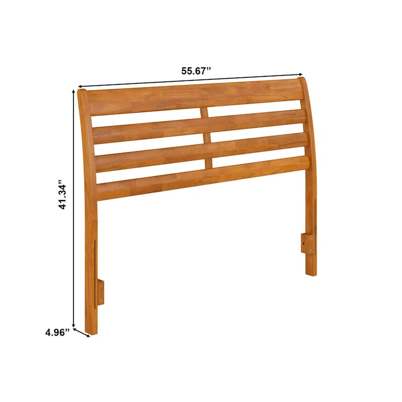 Solid Wood Headboard Full Size - Charger Bed Frame Attachment - Light Toffee Finish