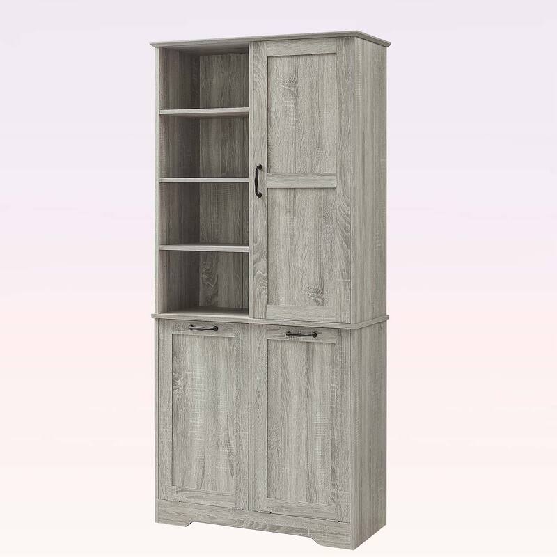 Stylish and Functional Bathroom Storage Cabinet with Doors,Drawers,Tilt-Out Laundry Hamper