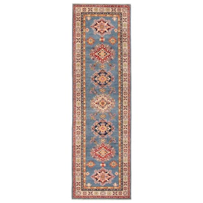 ECARPETGALLERY Hand-knotted Uzbek Ghazni Denim Blue Wool Rug - 2'9 x 9'5