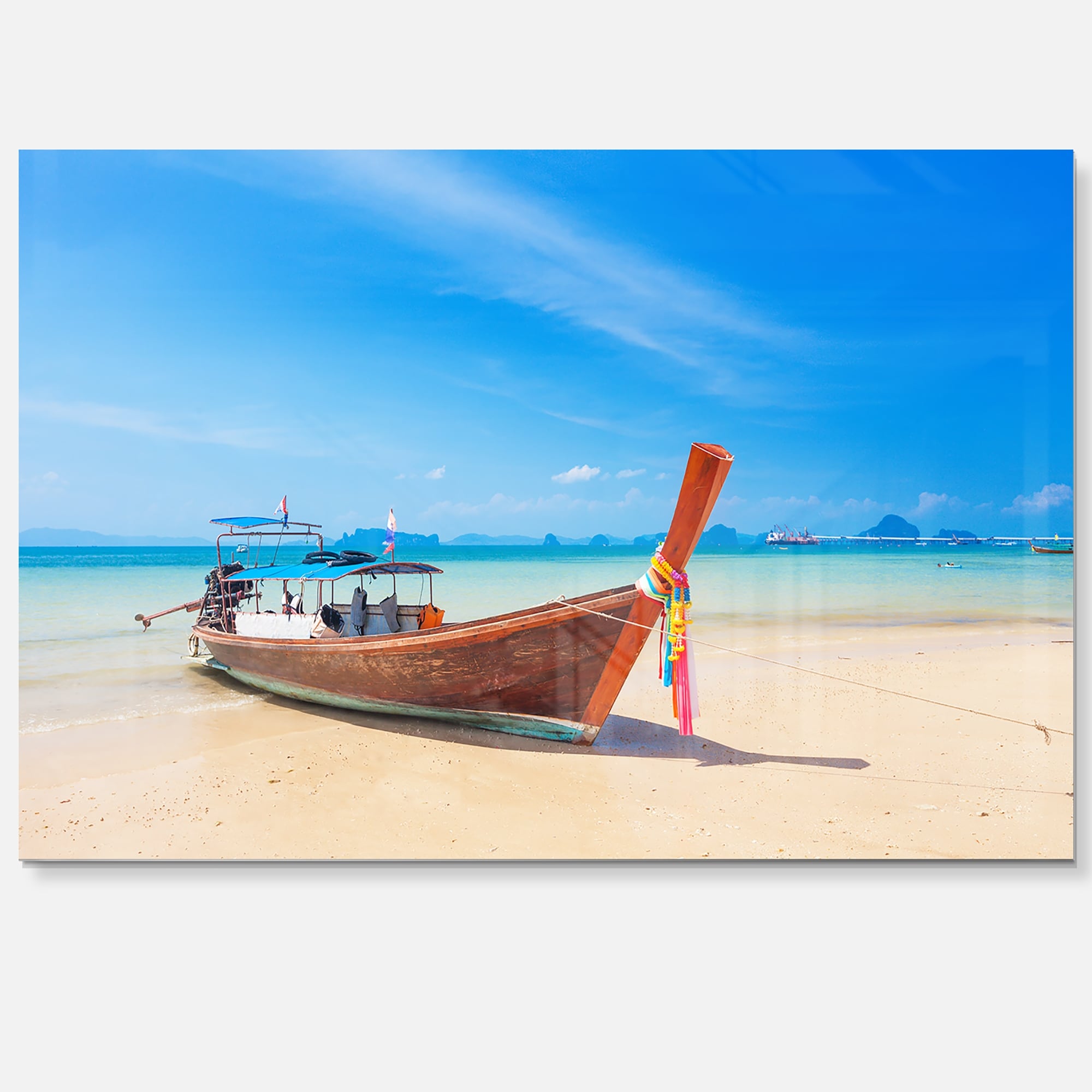 Large Sea Shells on Sand Seashore Glossy Metal Wall Art On Sale