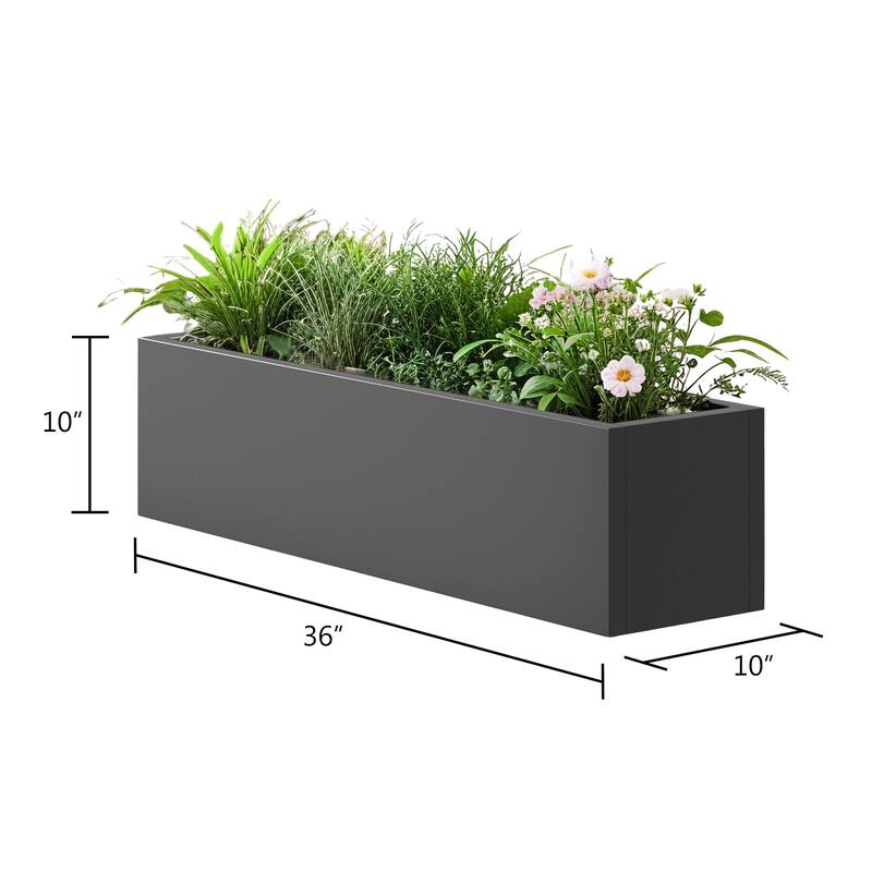 Metal Movable Planter Box with Trellis Privacy Screen Planter Box with Lockable Wheels