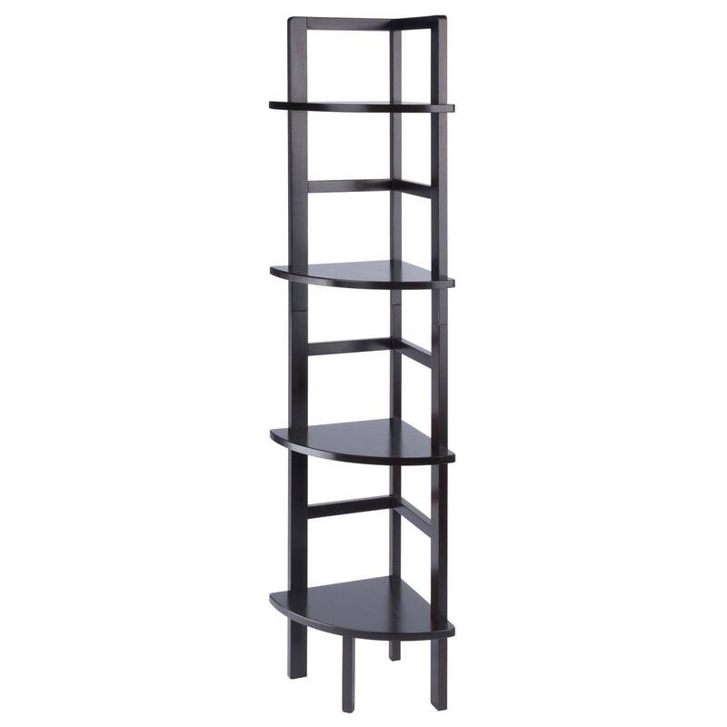 4 Tier Narrow Tall Storage Corner Shelf Rack - 63.5" - Coffee Brown