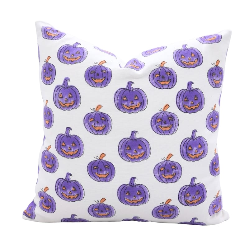 Fabdivine Handmade Block Print Cotton Green Pillow Cover, Pumpkin - Pillow Covers - Pumpkin- Purple - 14" X 36"