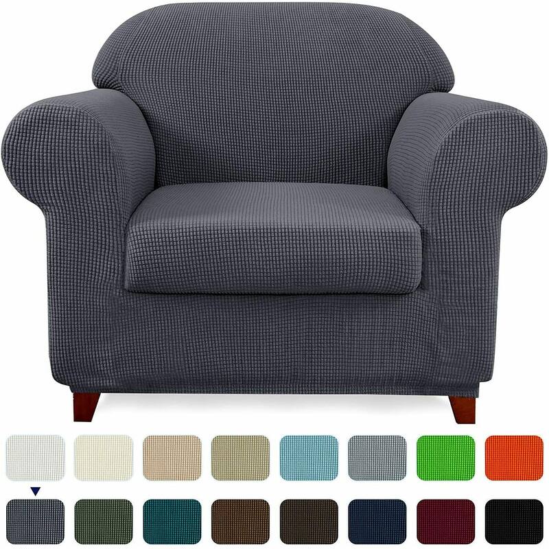 Subrtex 2 Piece Armchair Slipcover Stretch Spandex Furniture Protector - Gray