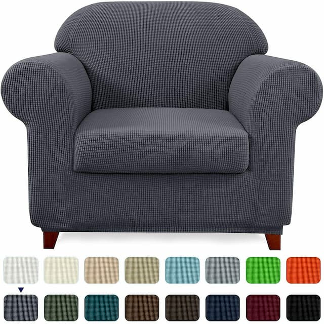 Subrtex Stretch Armchair Slipcover 2 Piece Spandex Furniture Protector - Gray