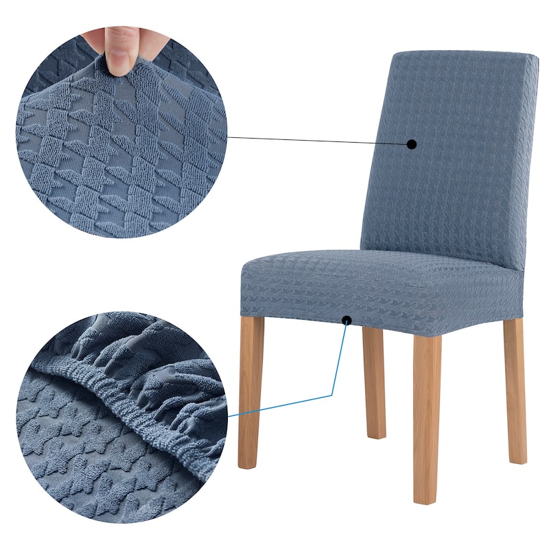 No. 918 Sparta 2-pack Houndstooth Textured Stretch Fit Elastic Dining Chair Cover Pair - 28" x 39"