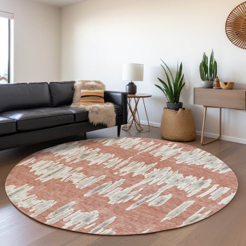 Machine Washable Indoor/ Outdoor Chantille Abstract Contemporary Rug