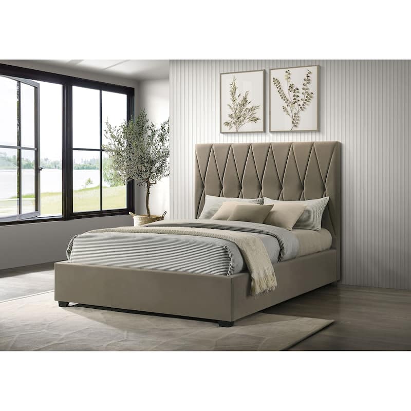 Delsea Upholstered Panel Platform Bed Light Brown