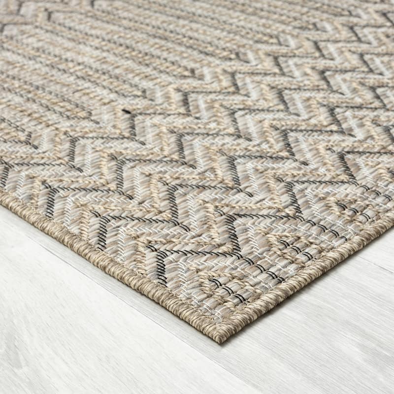 Sevita Modern Chevron Brown Indoor Outdoor Area Rug