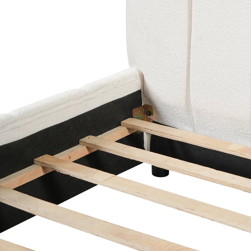 Christopher Knight Home - Modern Boucle Upholstered Platform Bed with Vertical Tufted Headboard