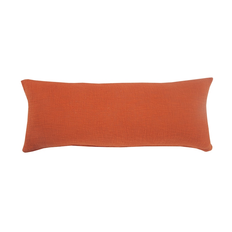 HomeRoots 14" X 36" Orange 100% Cotton Zippered Pillow