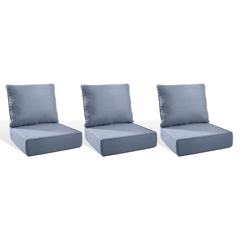Pocassy 22"x24"x6" Inch Thick Cushions Indoor Outdoor Pillows Cushion - Baby Blue Cushion - 3 Set Seat & Back Cushion