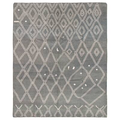 ECARPETGALLERY Hand-knotted Tangier Dark Grey Wool Rug - 8'0 x 9'8