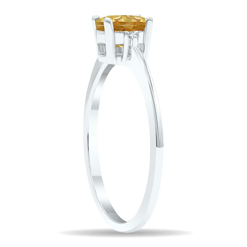 Women's Citrine and Diamond Classic Band in 10K White Gold