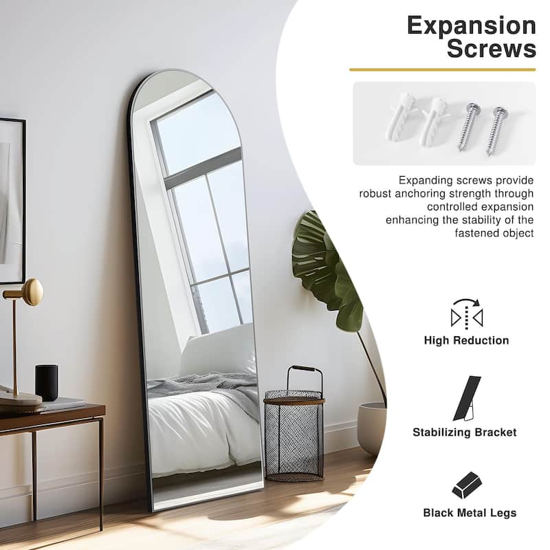 Modern Arched Mirror Full-Length Floor Mirror with Stand
