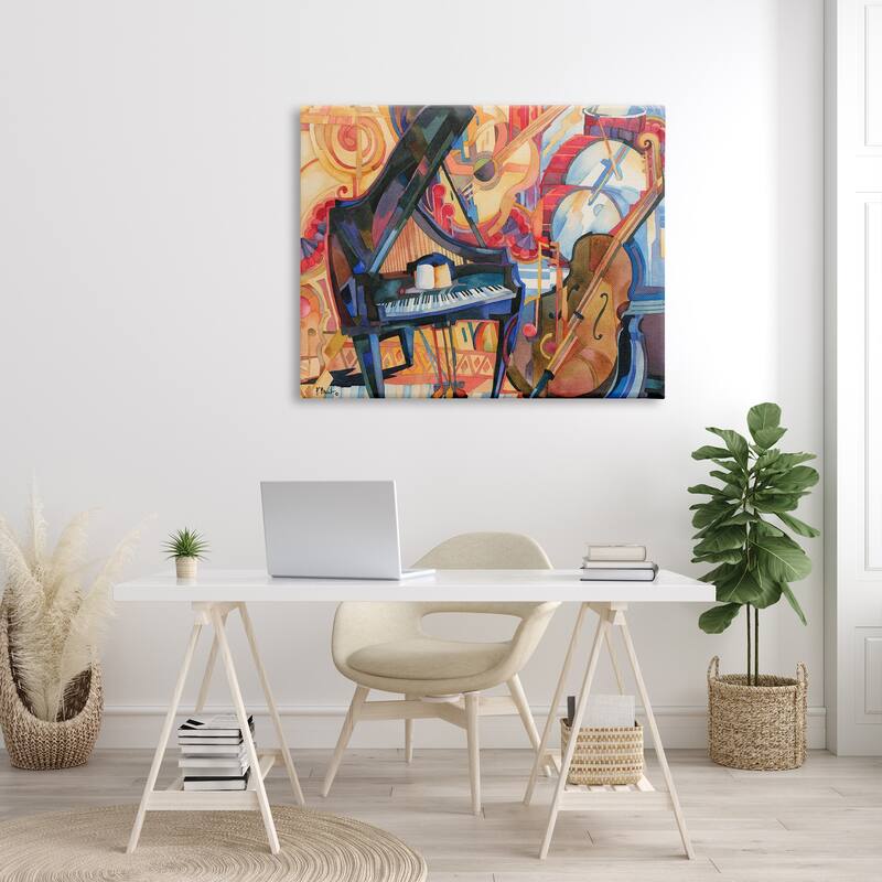 Stupell Big City Music Piano Cubism Stretched Canvas Wall Art, Design by Paul Brent