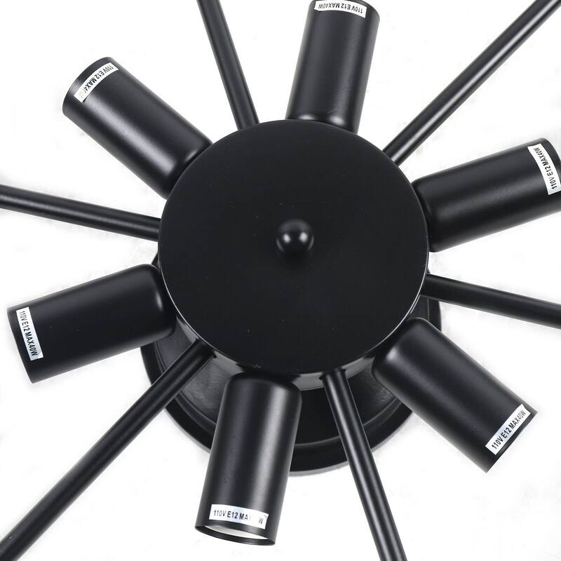 6 Heads Wagon Wheel Flush Mount Light Rustic Black Ceiling Light - 18 inches