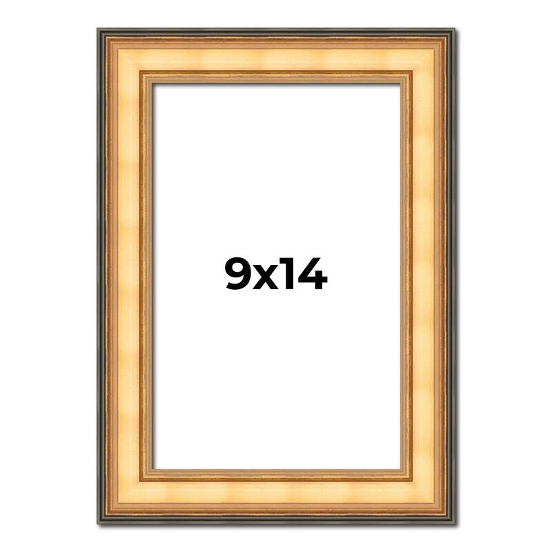 9x14 Frame Gold Plein Aire Solid Wood Picture Frame Width 2 Inches |