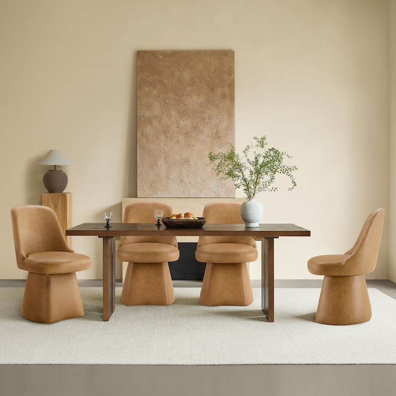 Anna Upholstered Swivel Armless Dining Chair for Kitchen Living Room