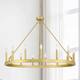 Acroma 15 Light 40 In Modern Farmhouse Wagon Wheel Chandelier-UL - Satin Brass