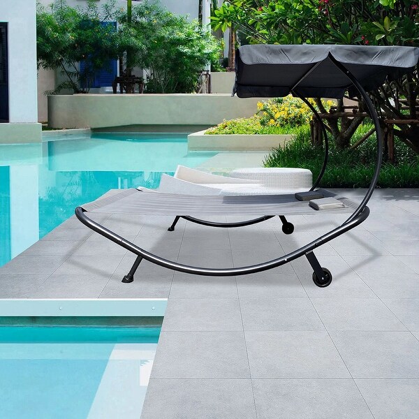 Outdoor Portable Double Chaise Lounge Hammock Bed With Adjustable