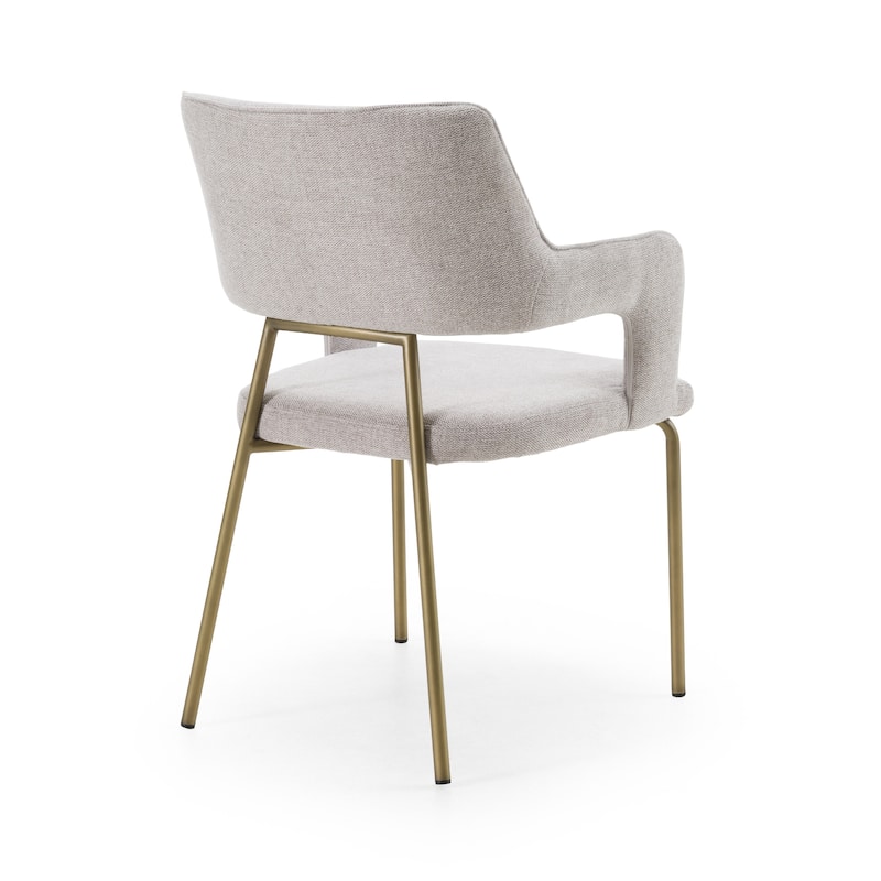 Modrest Childers Modern Grey Fabric & Antique Brass Dining Chair