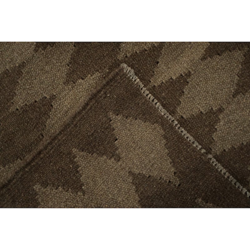 Hand Woven Oriental 100% Wool Carpet Southwestern All-Over Brown Kilim Area Rug - 13' 1'' X 10' 0''