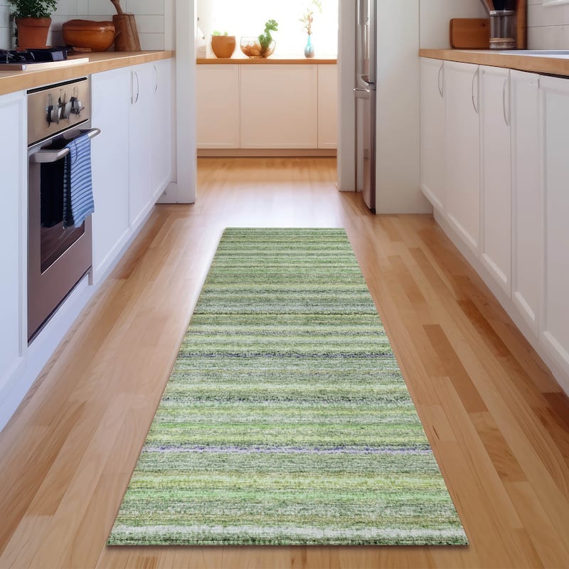 Premium Washable Super Soft Stripe Mayfield Rug - Green - 2' 3" x 7' 6" - Runner