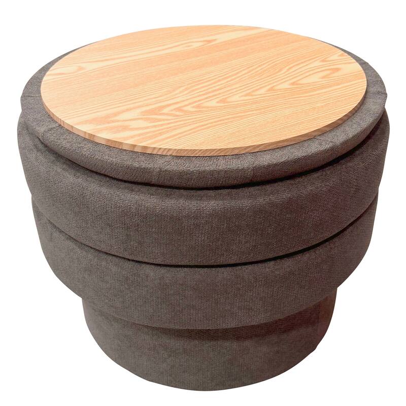 Modern Fabric Round Storage Ottoman