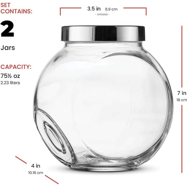 dimension image slide 1 of 2, Bormioli Rocco Pandora Glass Candy Jar