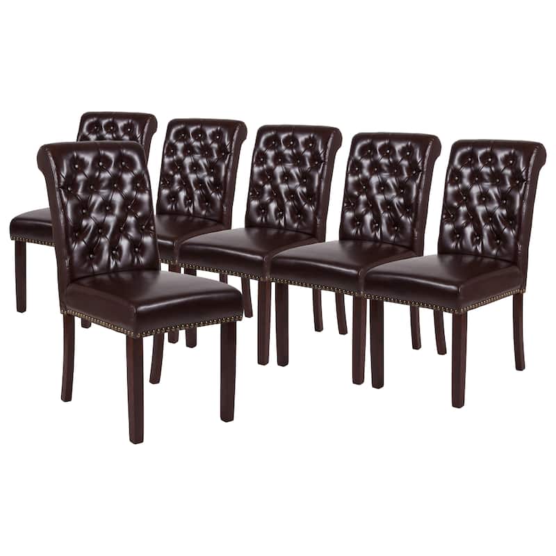 6PK Parsons Chairs-Rolled Back, Accent Nail Trim