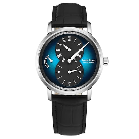 Louis erard men's 'excellence' blue/black dial black leather strap manual wind watch