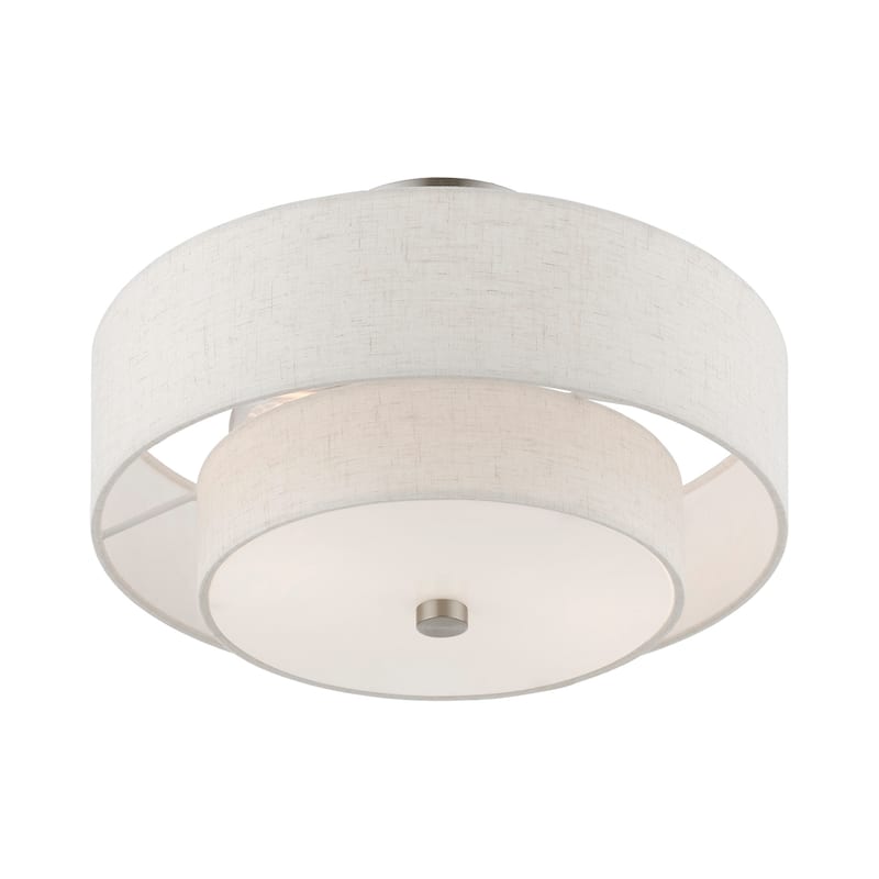 Livex Lighting Claremont 2 Light 13" Wide Semi-Flush Drum Ceiling